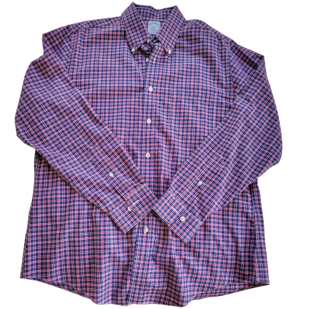 Brooks Brothers // M's Regent Fit Plaid Button Down Shirt // XL // Red & Blue